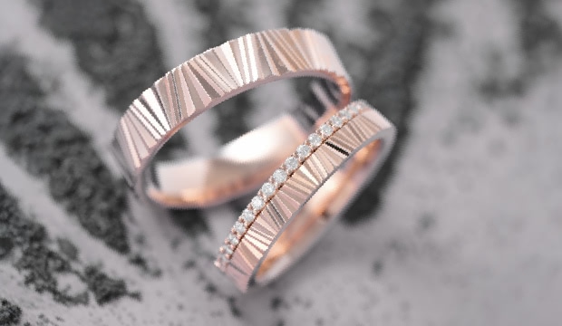 Alianzas y anillos de boda de Facetted Connections | acredo